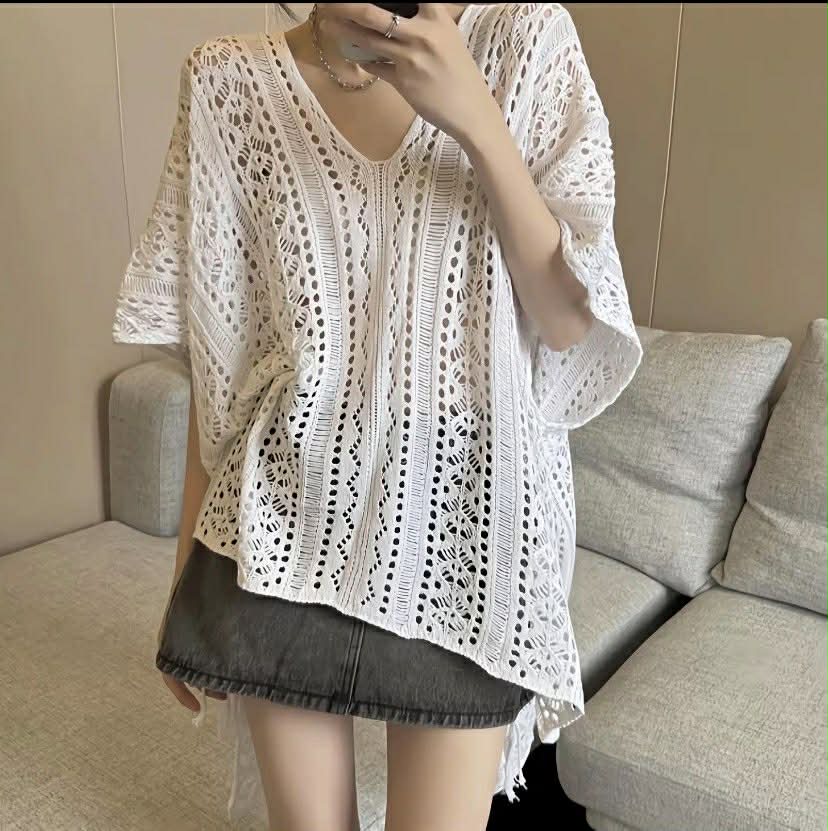 MISSY Cover Up V-neck & Side Drawstring Crochet (BUY 1 TAKE 1)