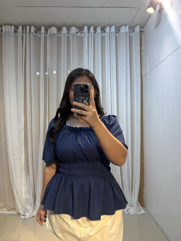 CELINE PEPLUM COTTON LINEN TOP