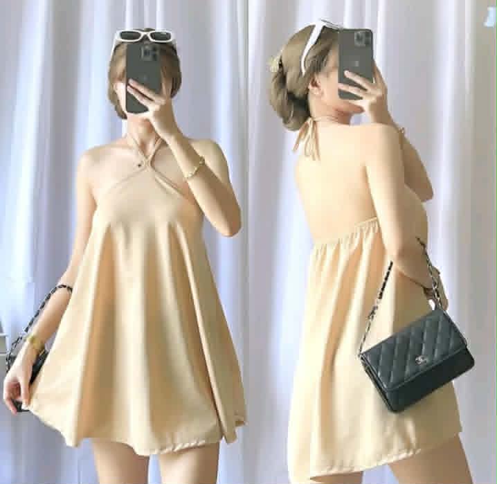 JELAI HALTER CREPE MINI DRESS