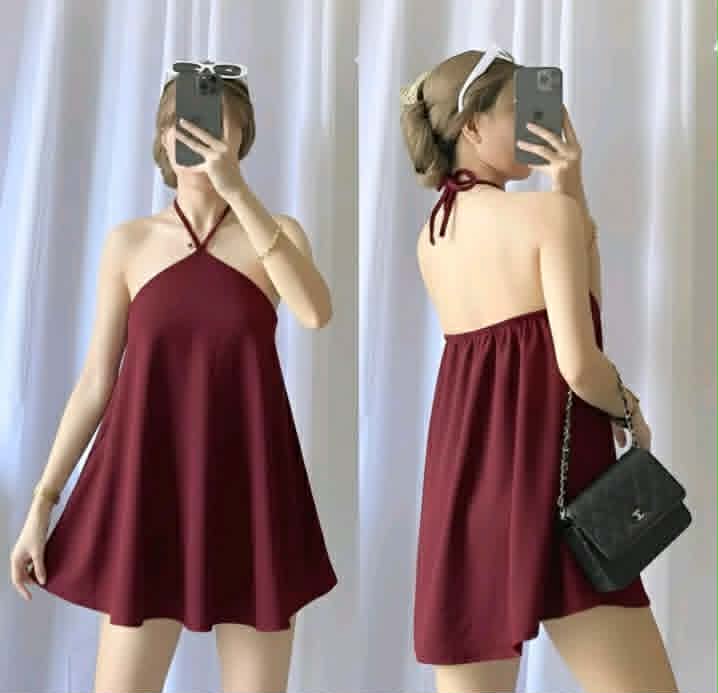 JELAI HALTER CREPE MINI DRESS