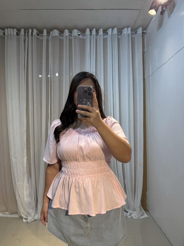 CELINE PEPLUM COTTON LINEN TOP