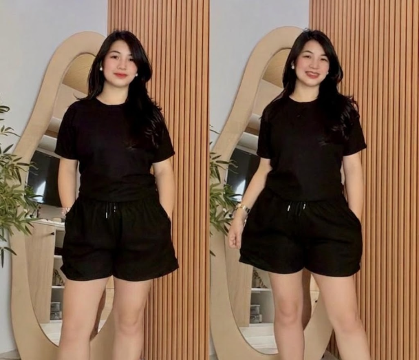 AMARA ROUND NECK WAFFLE TERNO & 2 POCKET SHORT