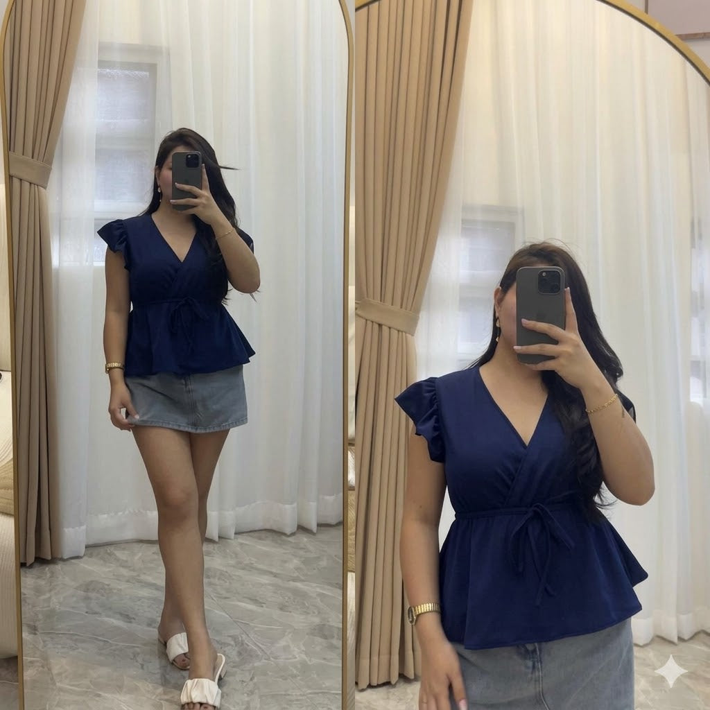 Chloe Ruffle Sleeve V-Neck Top
