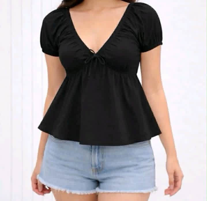 STELLA PUFF SLEEVE V-NECK TOP FOR WOMEN