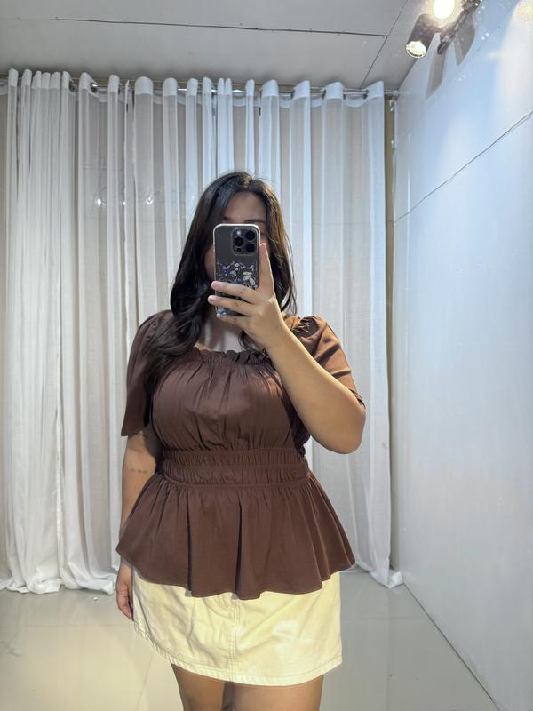 CELINE PEPLUM COTTON LINEN TOP
