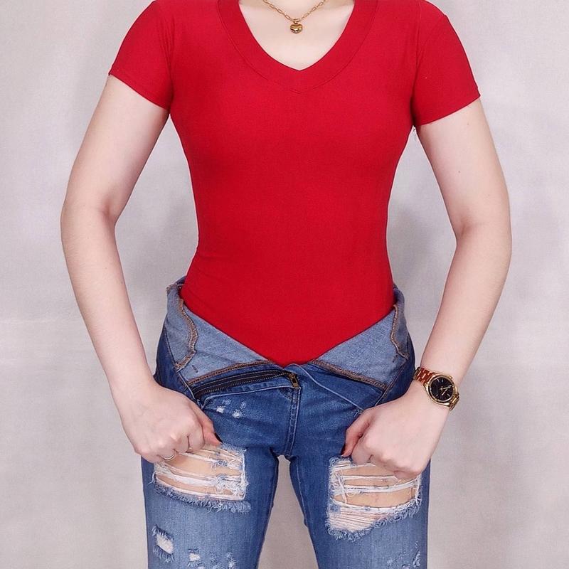 MANELLE Neck Double Lining Body Hugging Top