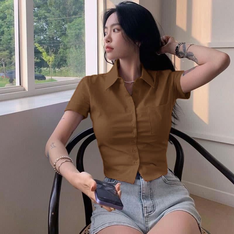 KOREAN CUT STYLE POLO BLOUSE