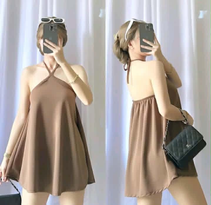 JELAI HALTER CREPE MINI DRESS