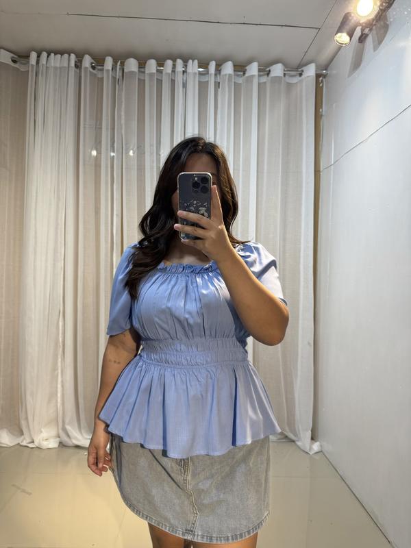 CELINE PEPLUM COTTON LINEN TOP