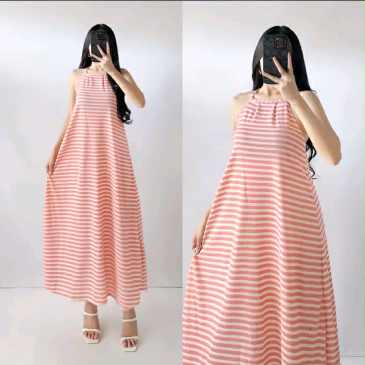 MONICA BACK TIE STRIPE MAXI DRESS