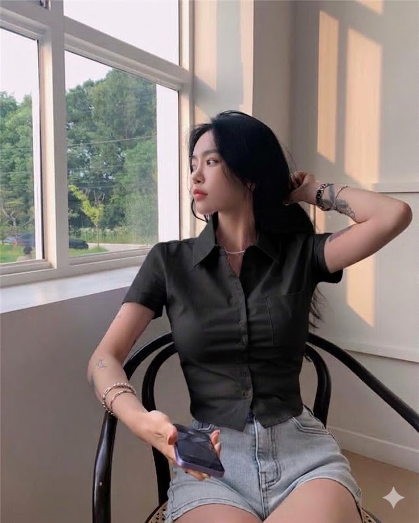 KOREAN CUT STYLE POLO BLOUSE