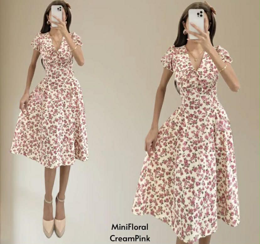 LAILA PUFF SLEEVES MIDI DRESS (BUY 1 TAKE 1)