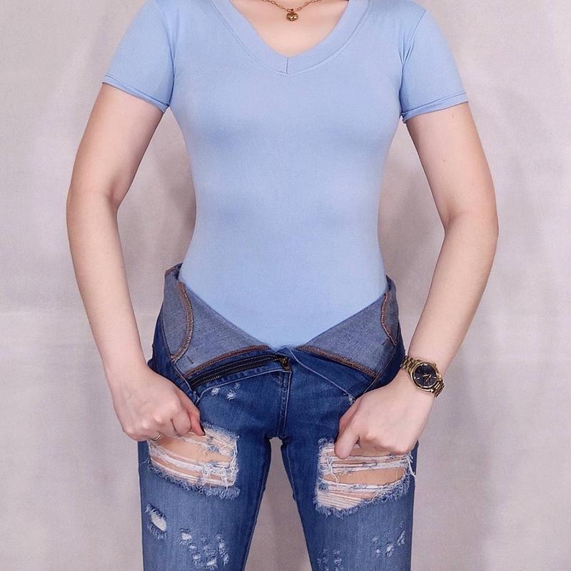 MANELLE Neck Double Lining Body Hugging Top