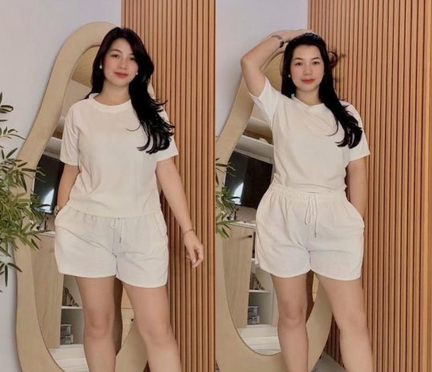 AMARA ROUND NECK WAFFLE TERNO & 2 POCKET SHORT