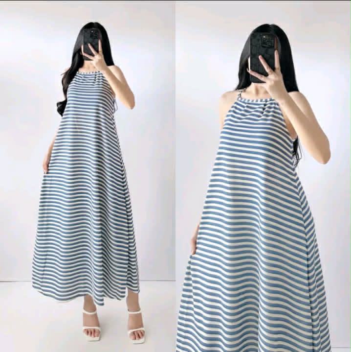 MONICA BACK TIE STRIPE MAXI DRESS