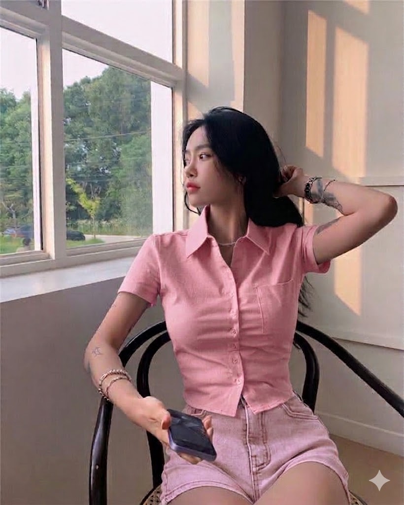 KOREAN CUT STYLE POLO BLOUSE