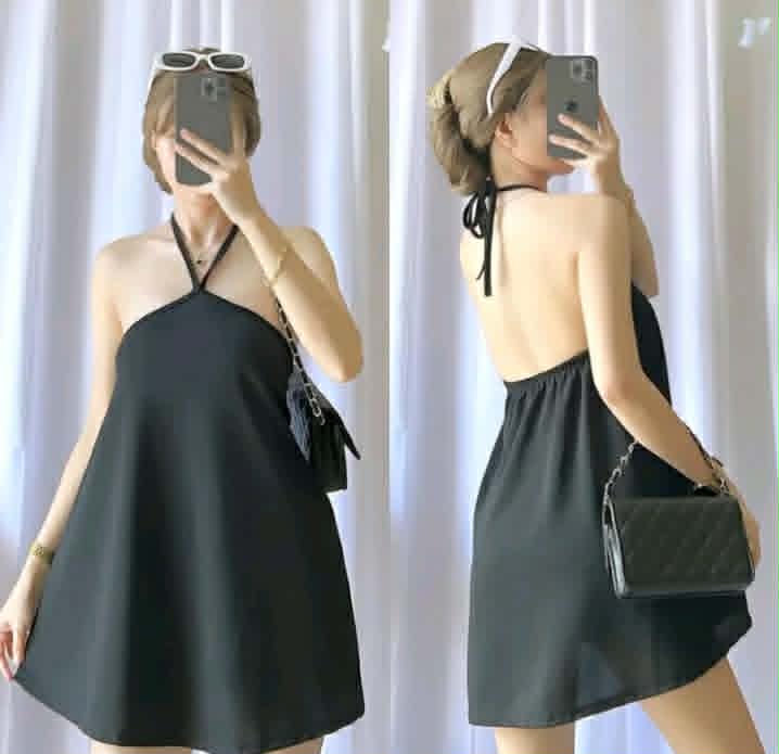 JELAI HALTER CREPE MINI DRESS