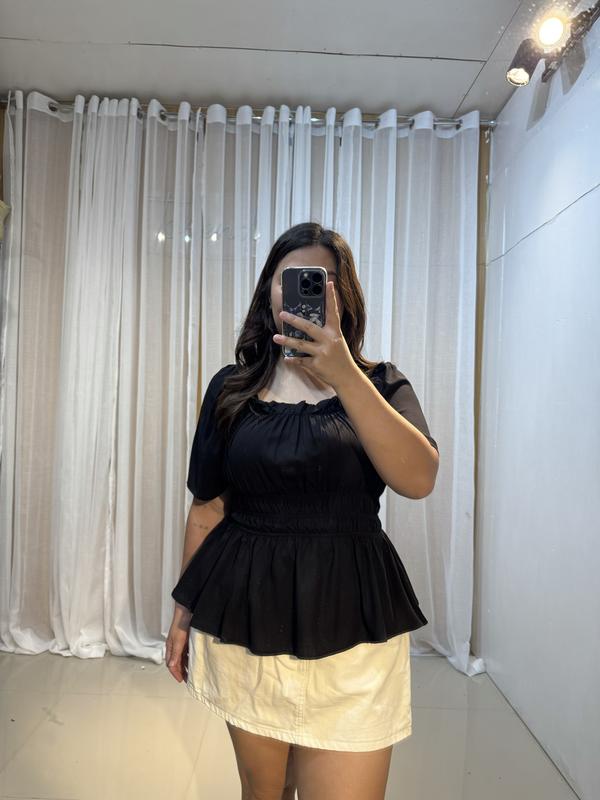 CELINE PEPLUM COTTON LINEN TOP