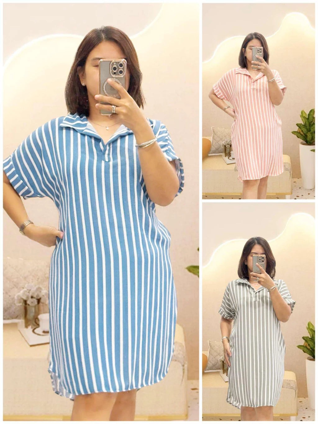 Belinda Striped Casual Polo Dress