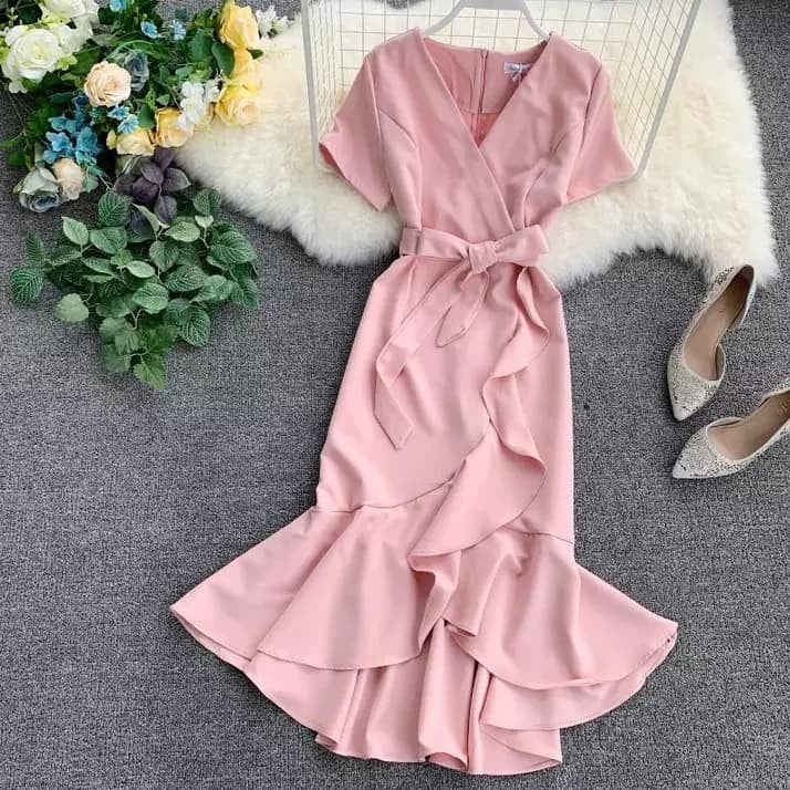 Casual Ruffle V Neck Mariel Dress [BUY1TAKE1FREE]