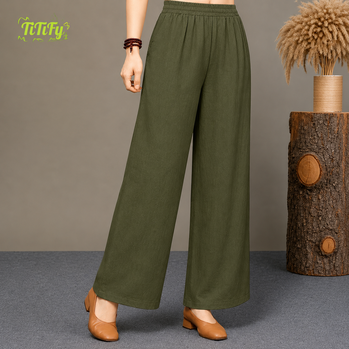 Amethyst Cotton Linen Wideleg