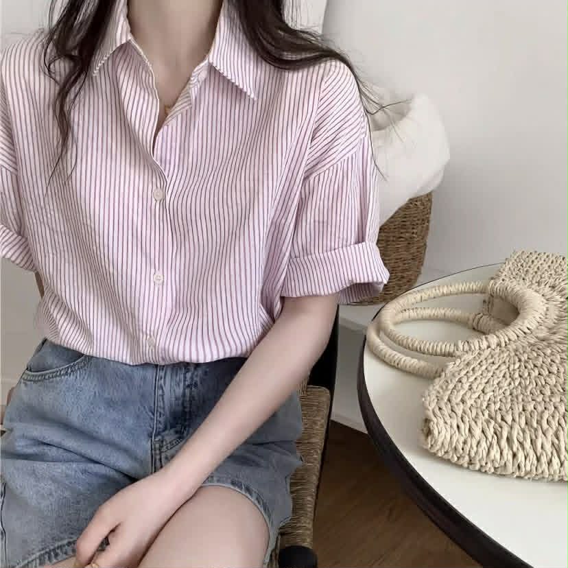 Aryan Shirt Short Sleeve Striped  (BUY 1 TAKE 1)