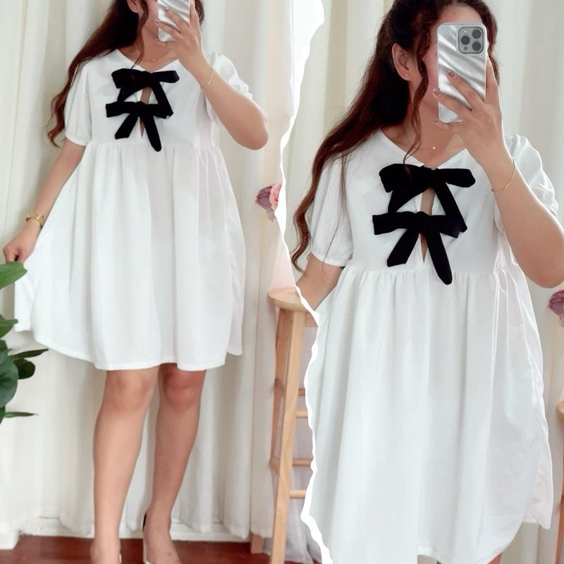 Frenchy Bow Puff Sleeve Dress BUY 1 TAKE 1 FREE