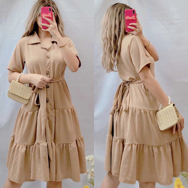 ADELINE COLLAR LAYERED MIDI DRESS (BUY 1 TAKE 1 FREE)