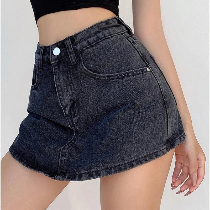 Korean High Waist A-line Denim Skort  (BUY 1 TAKE1 FREE)