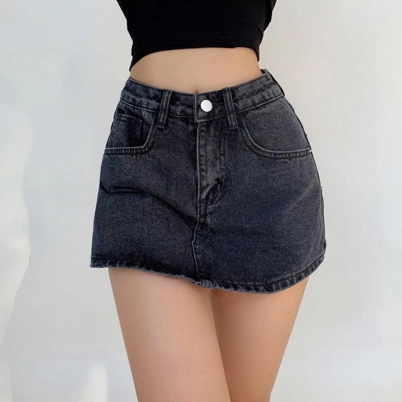 Korean High Waist A-line Denim Skort  (BUY 1 TAKE1 FREE)
