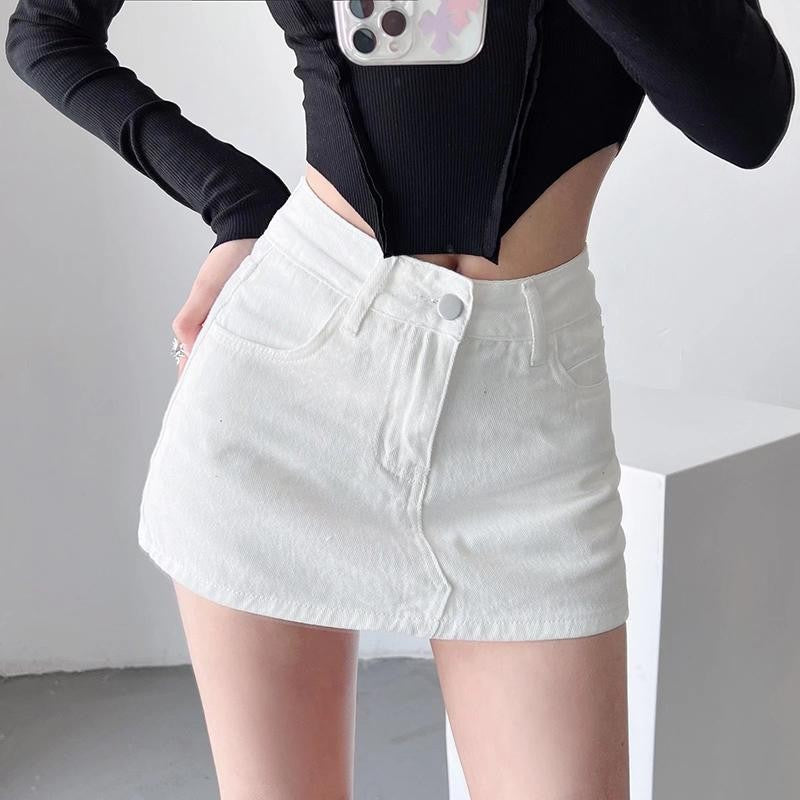 Korean High Waist A-line Denim Skort  (BUY 1 TAKE1 FREE)