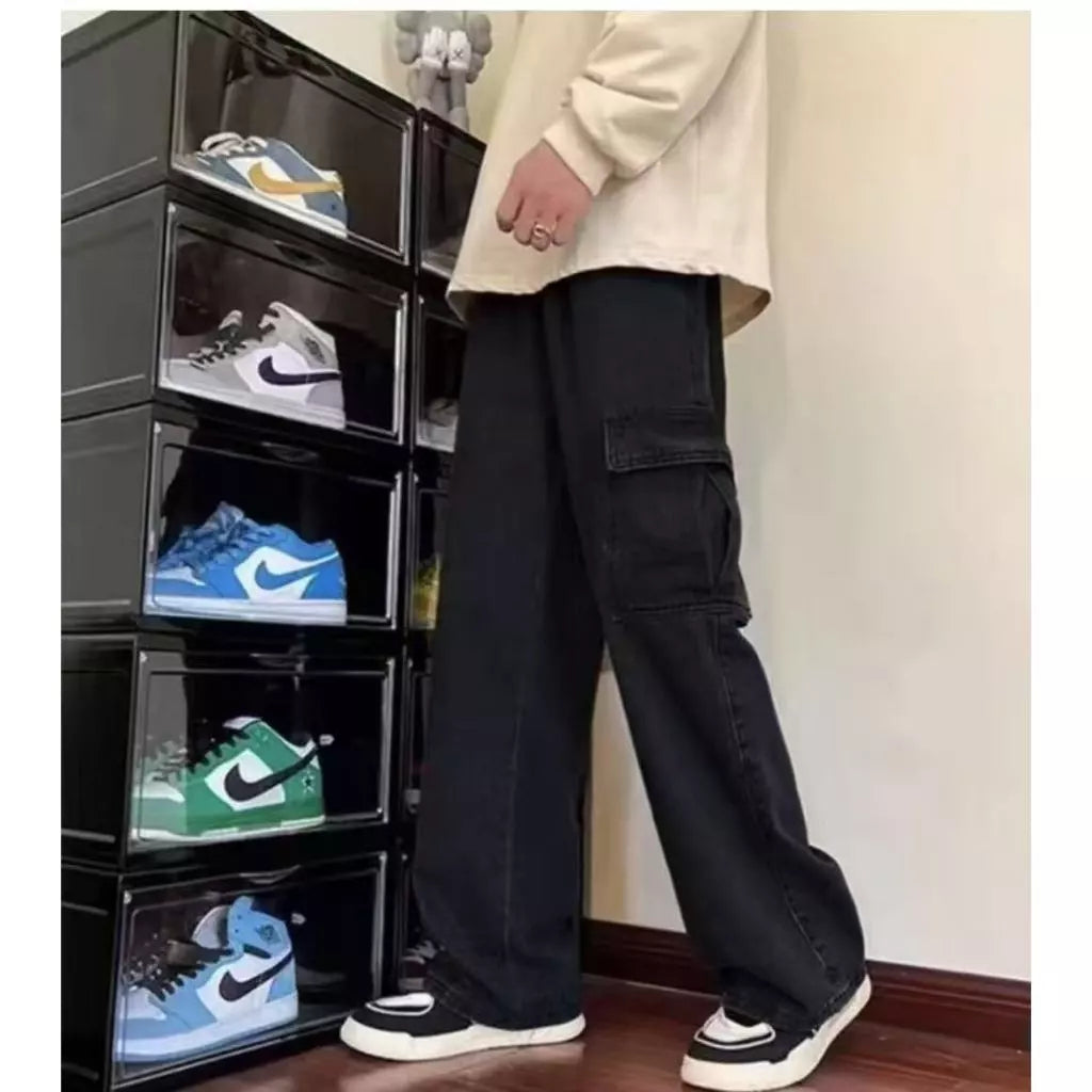 MENS ACID DENIM CARGO PANTS  (BUY 1 TAKE 1 FREE)