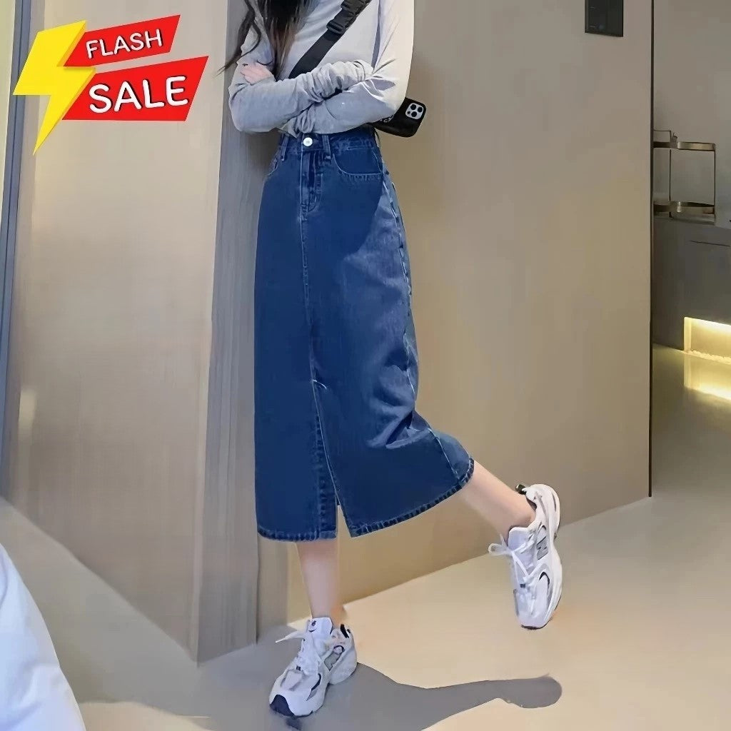 Ladies Korean Denim Long Skirt (BUY 1 TAKE 1 FREE)