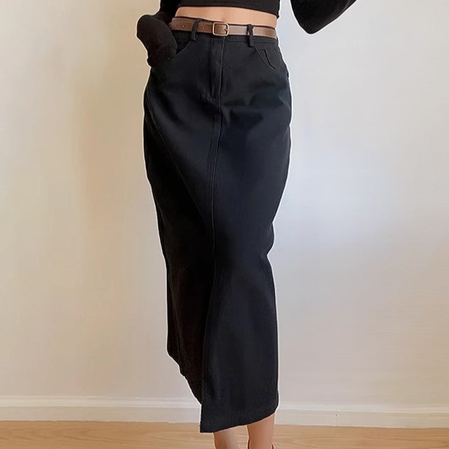 Ladies Korean Denim Long Skirt (BUY 1 TAKE 1 FREE)