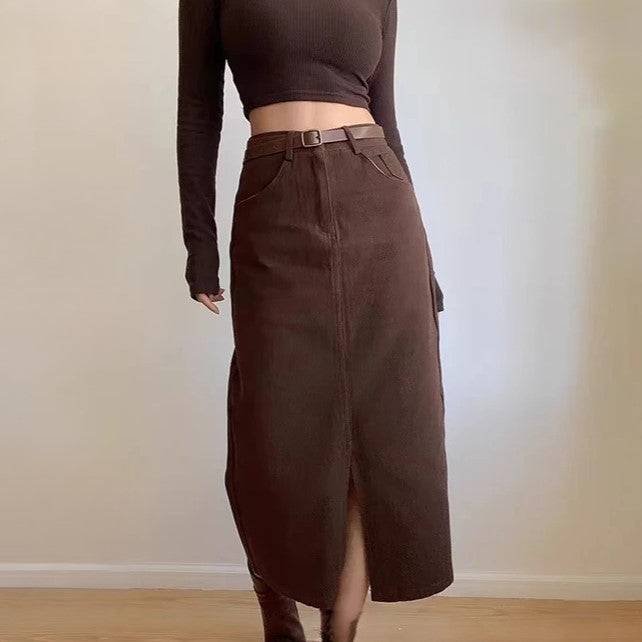 Ladies Korean Denim Long Skirt (BUY 1 TAKE 1 FREE)