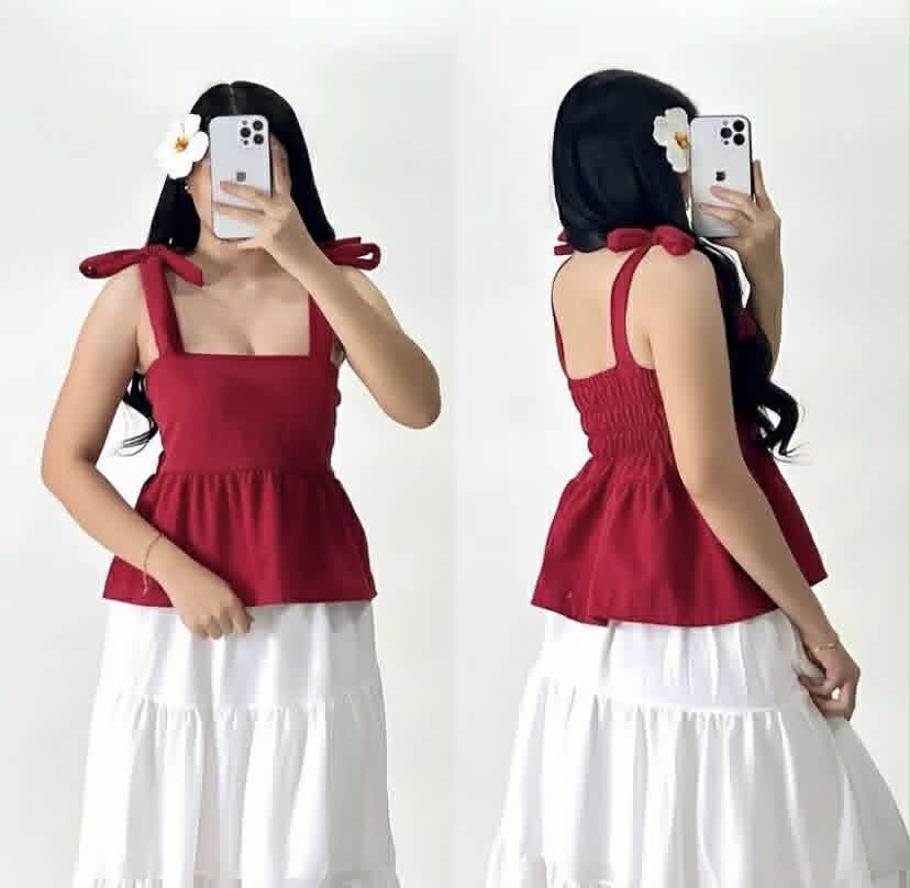 NIKKI SELF-TIE PEPLUM TOP (BUY 1 TAKE 1)