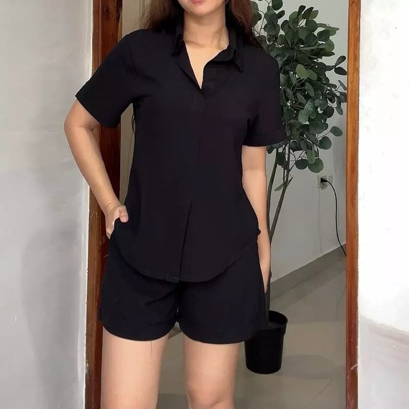 SOFT-LINEN POLO SHORT COORDS TERNO SET