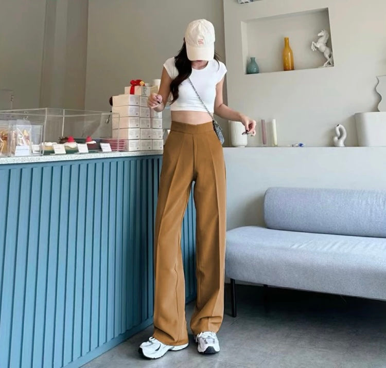 K-Style Casual High-Waisted Pants
