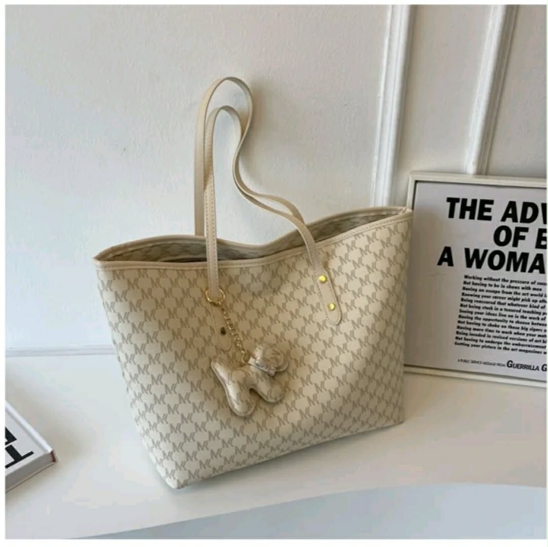 ELENA Leather Tote Bag with Pendant (70% OFF)