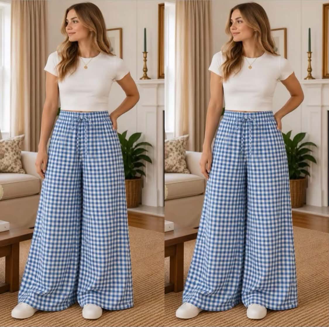 GINGHAM WIDELEG PANTS (BUY 1 TAKE 1)