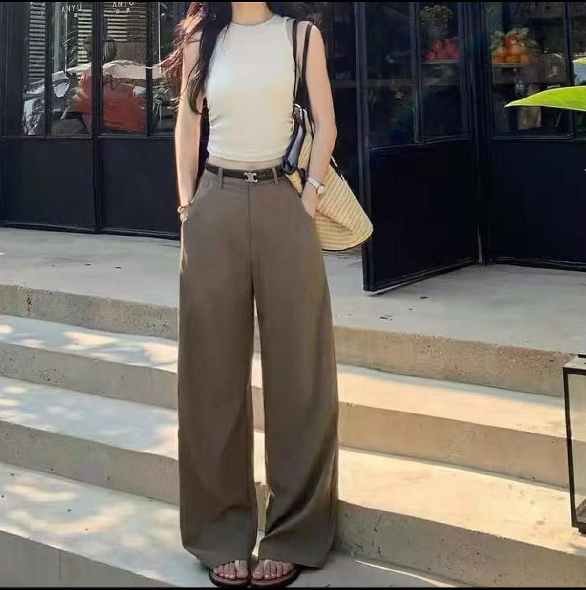 HIGHWAIST FLOWY WIDE LEG PANTS