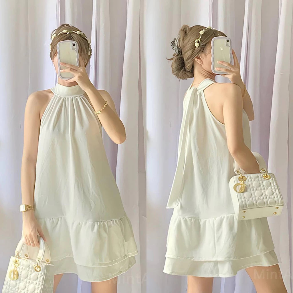 Elegant Highneck Sleeveless Dress