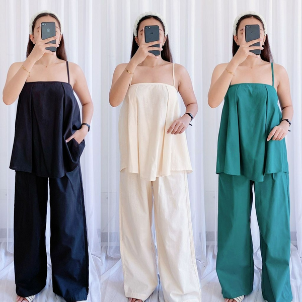 Becca String Top & Wide-leg Pants Set (Buy1Take1FREE)