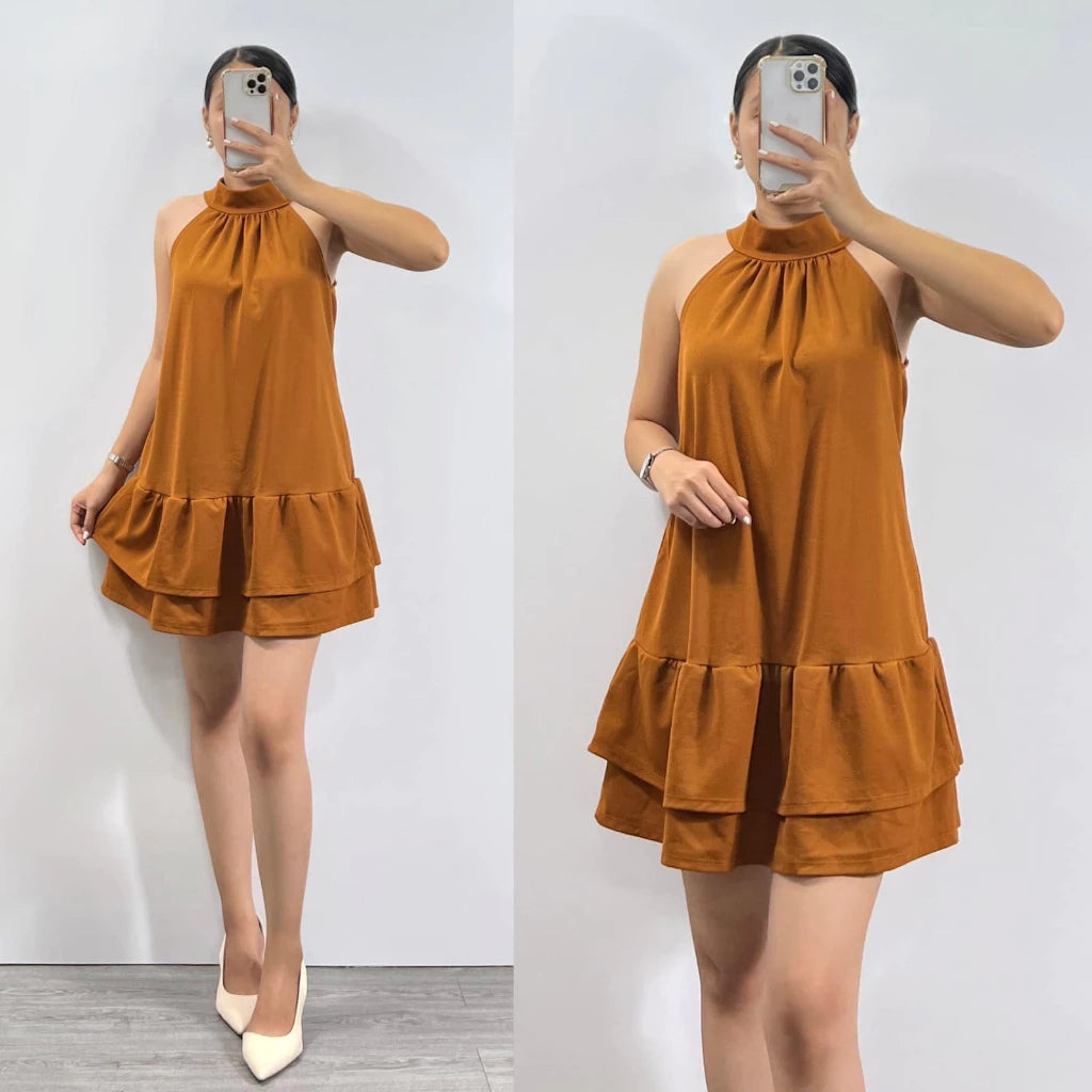 Elegant Highneck Sleeveless Dress