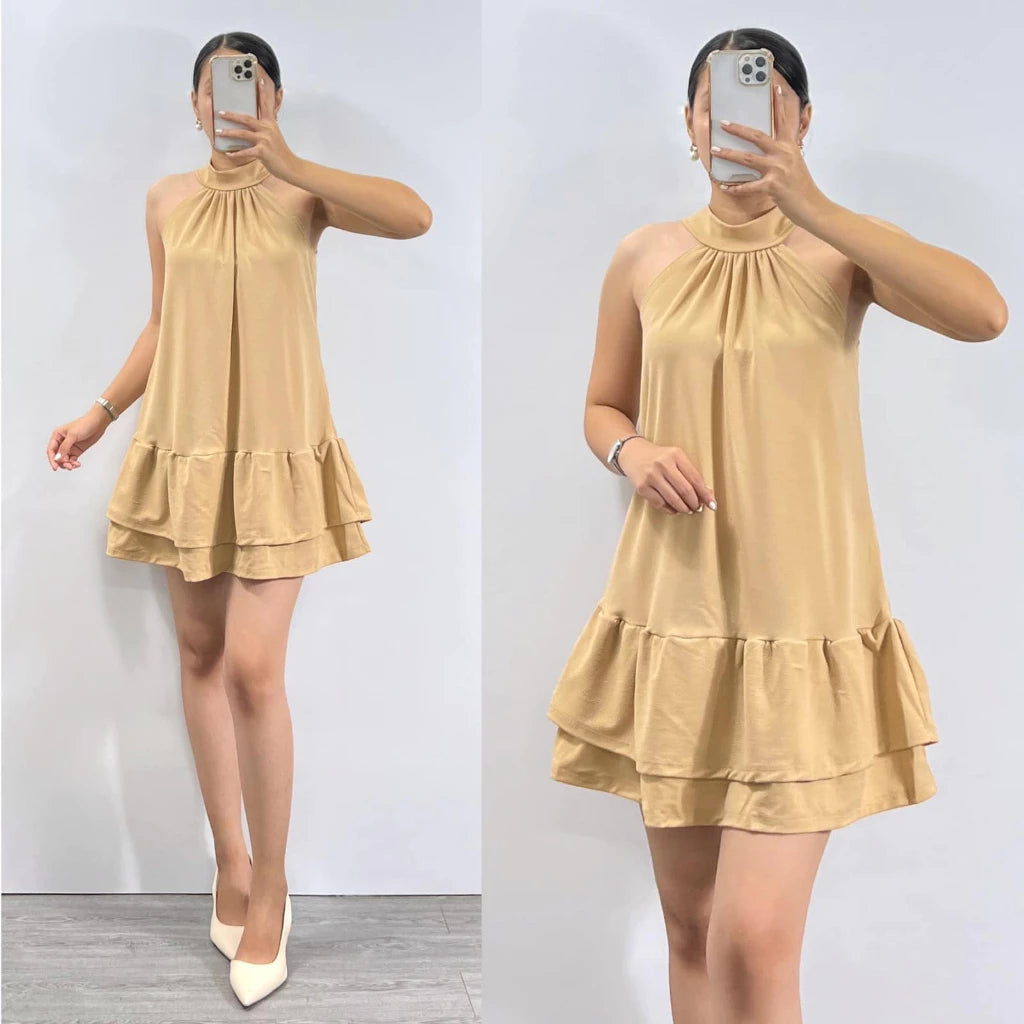 Elegant Highneck Sleeveless Dress