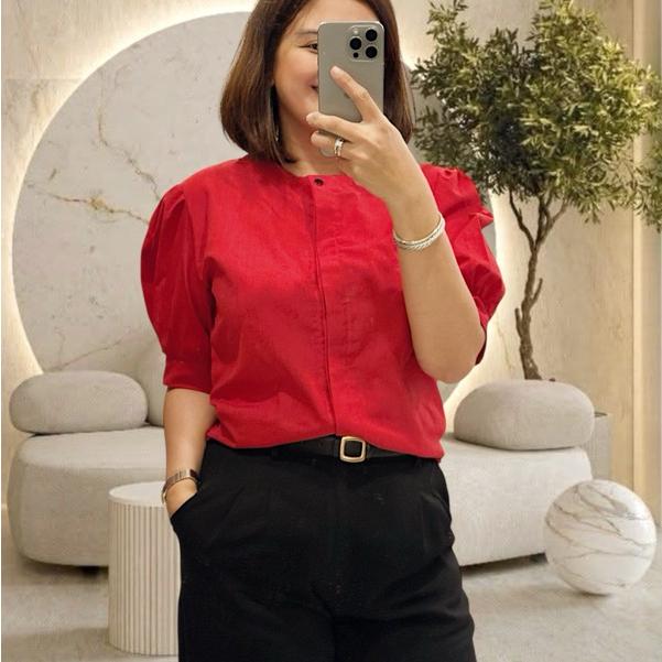 CELESTE LINEN PUFF SLEEVE TOP BUY 1 TAKE