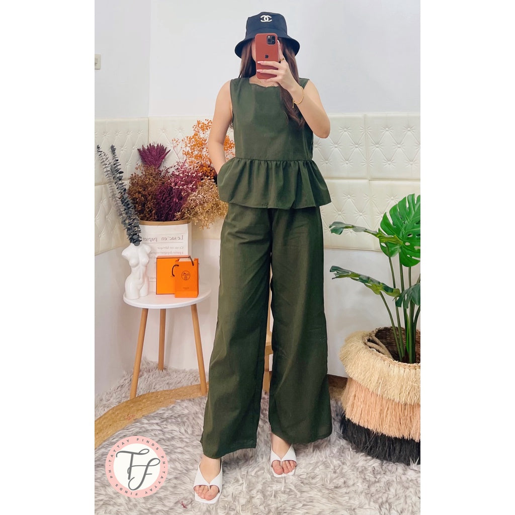 MOLLY PEPLUM TOP AND WIDE LEG PANTS [Buy1Take1FREE]