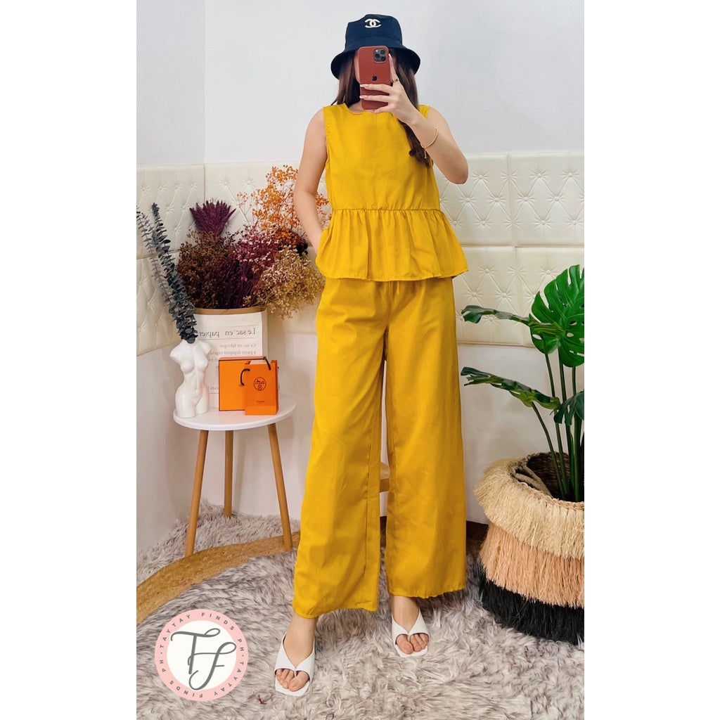 MOLLY PEPLUM TOP AND WIDE LEG PANTS [Buy1Take1FREE]