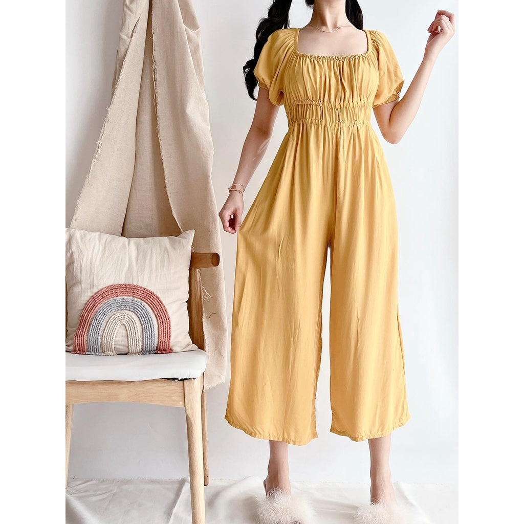 Puff Sleeve Jumpsuit Wide Leg Pants [Buy1Take1FREE]