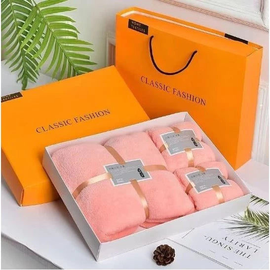 3-in-1 Microfiber Coral Velvet Towel Set